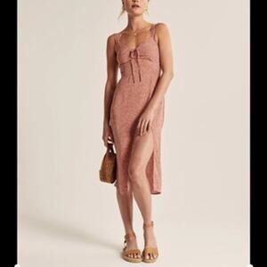 Abercrombie and Fitch NWT Women's Midi Dress Size XL Dusty Pink Cinch-Front